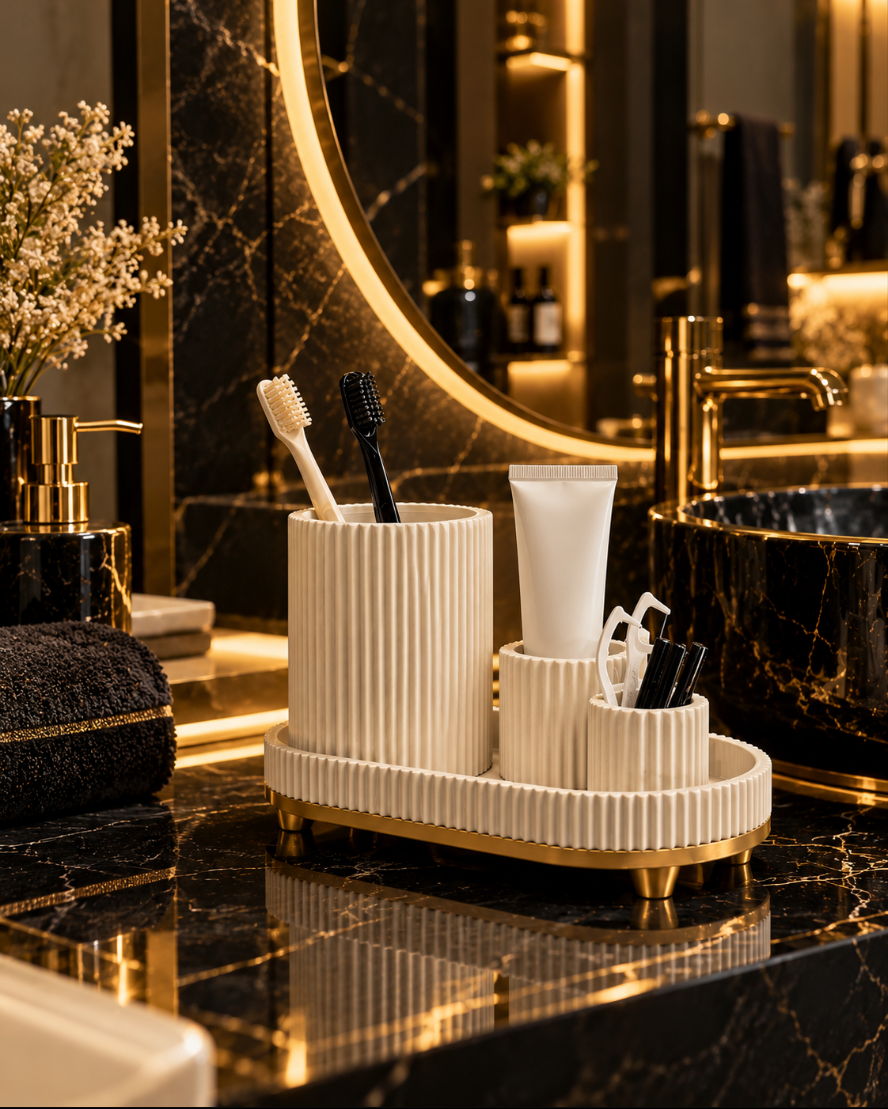 Eleganter Badezimmer-Organizer – Stilvolle Aufbewahrung für Zahnbürsten & Pflege