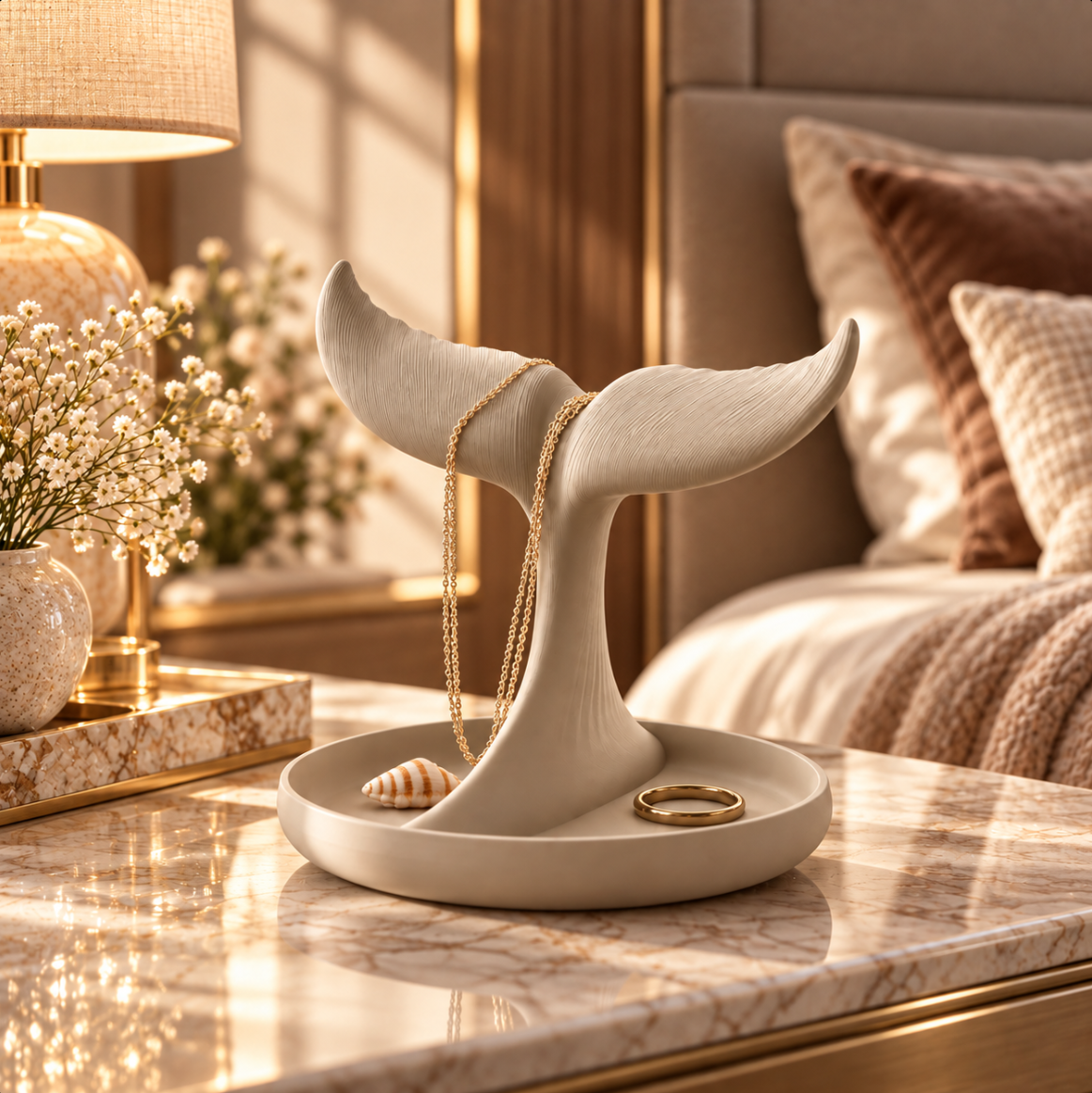 Ocean Elegance Schmuckhalter – Walflossen-Design mit Schmuckablage