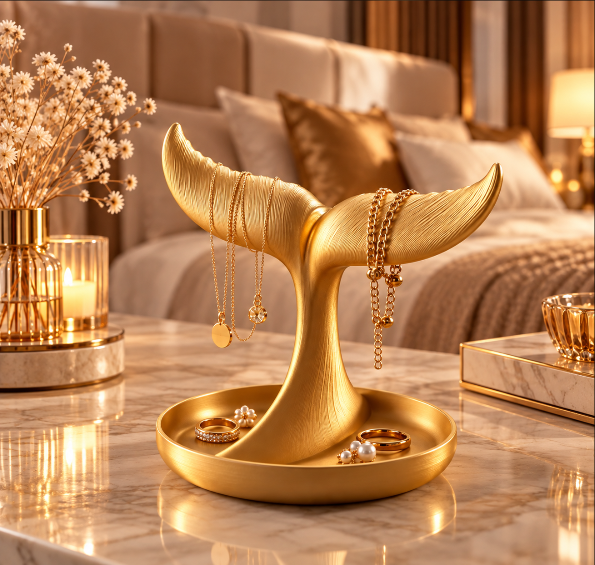 Ocean Elegance Schmuckhalter – Walflossen-Design mit Schmuckablage