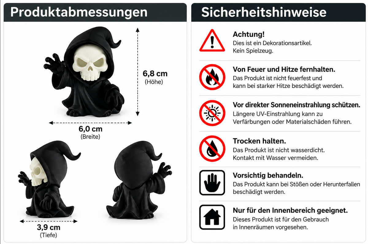 Mini Sensenmann Halloween Dekofigur – Gothic Figur mit Totenkopf
