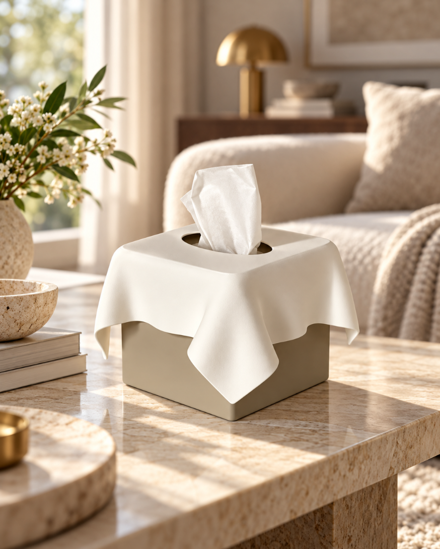 Design-Taschentuchbox im Stoff-Look – Moderne Deko für Wohnzimmer & Schlafzimmer