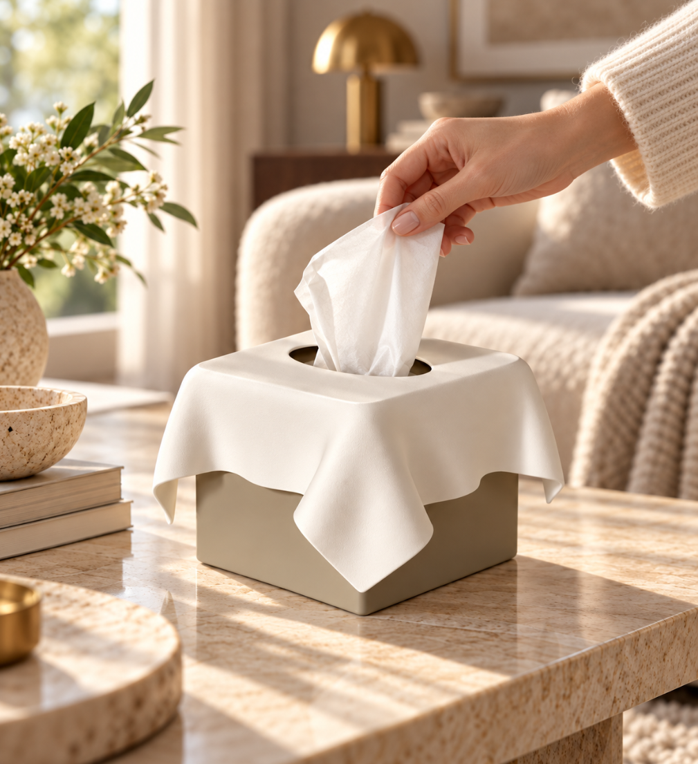 Design-Taschentuchbox im Stoff-Look – Moderne Deko für Wohnzimmer & Schlafzimmer