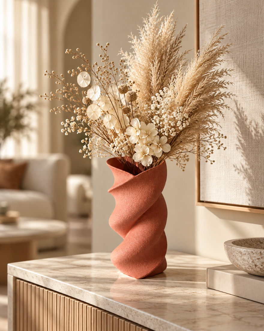 Sculptural Heart Vase – Moderne Designvase mit eleganter Spiralform