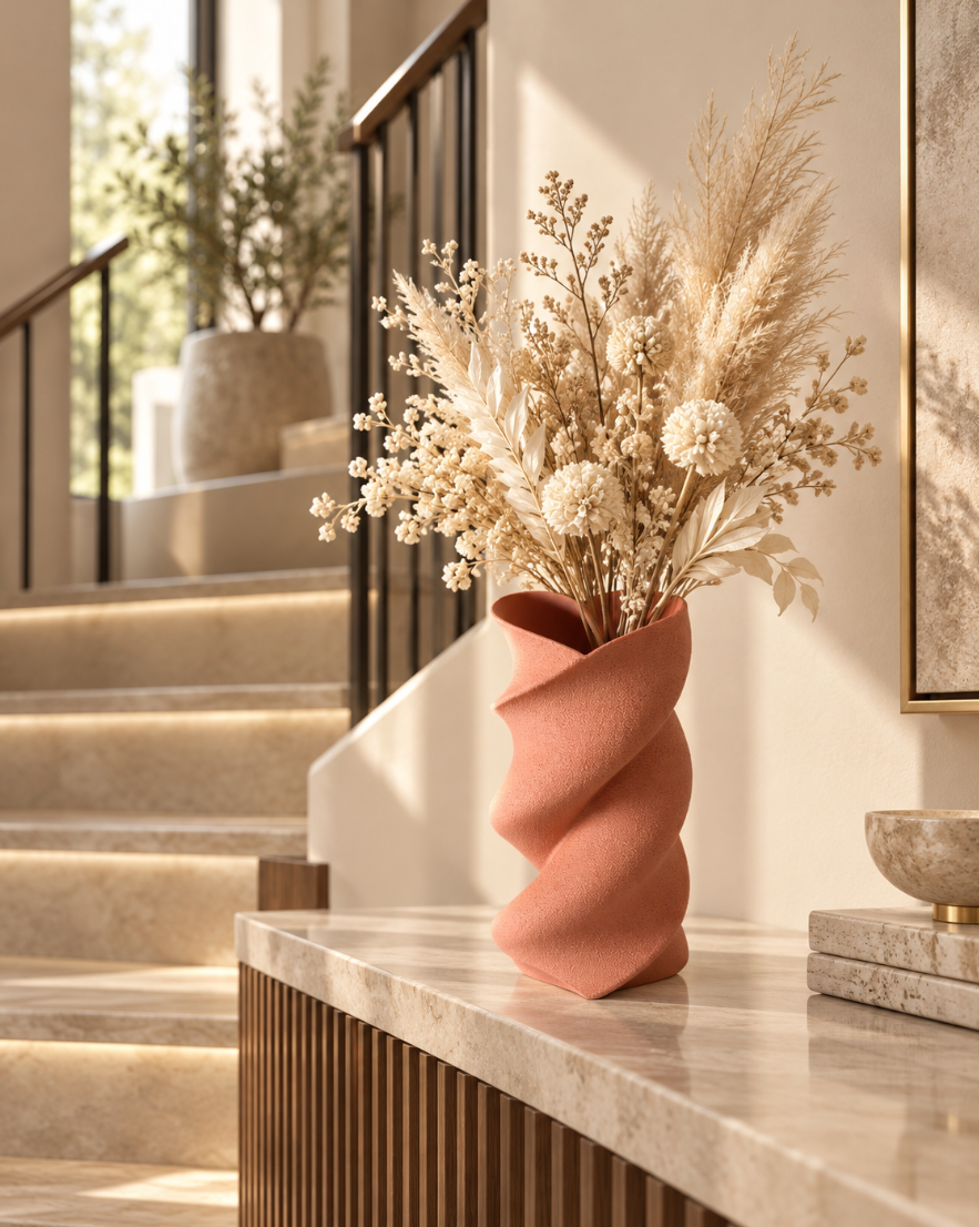 Sculptural Heart Vase – Moderne Designvase mit eleganter Spiralform