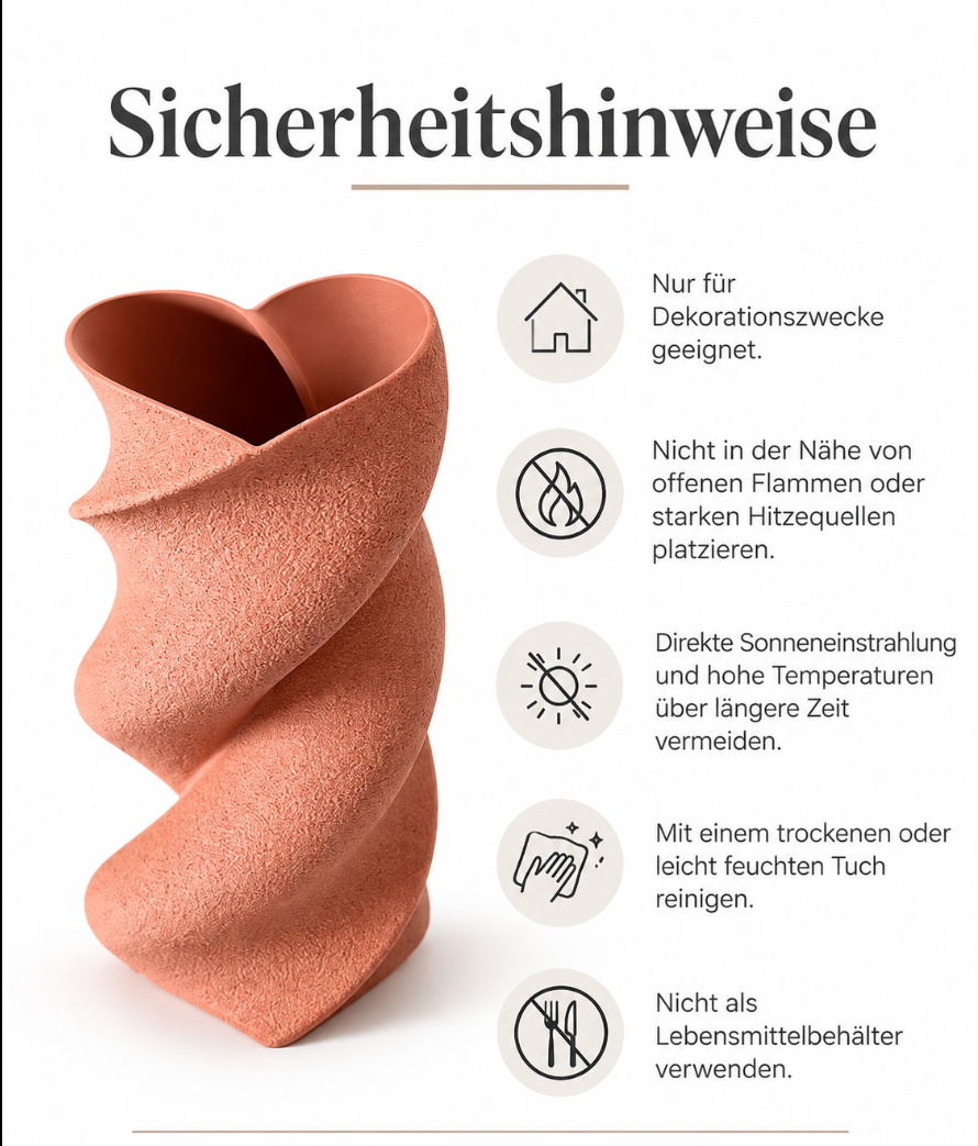 Sculptural Heart Vase – Moderne Designvase mit eleganter Spiralform