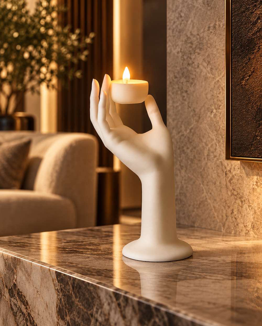 Skulpturaler Hand-Teelichthalter – Elegante Deko für moderne Wohnräume