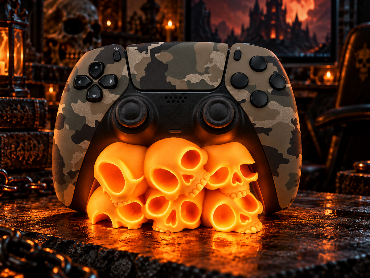 Totenkopf Controller-Halter – Gothic Gaming Deko in 2 Farbvarianten