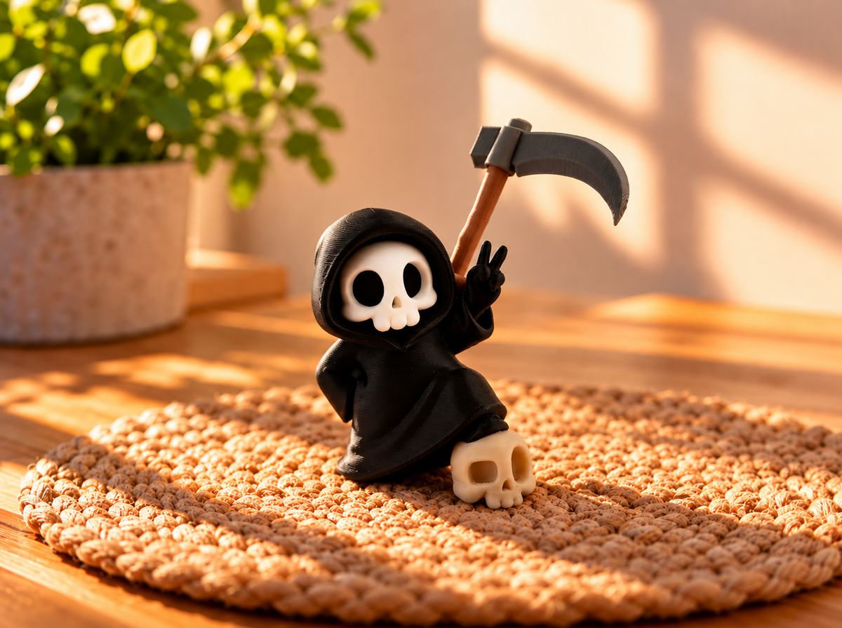 Totenkopf-Figur mit Sense – Düster, auffällig & außergewöhnlich