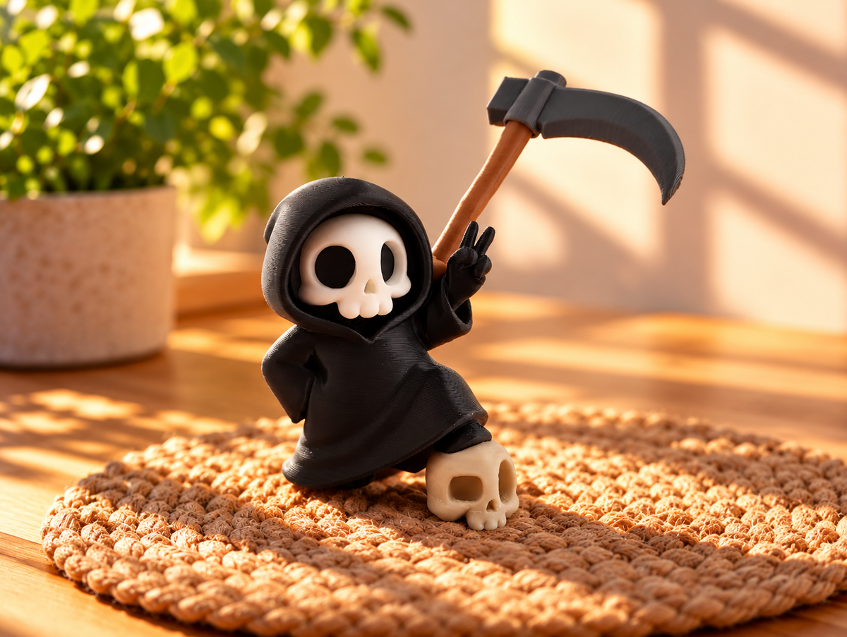 Totenkopf-Figur mit Sense – Düster, auffällig & außergewöhnlich