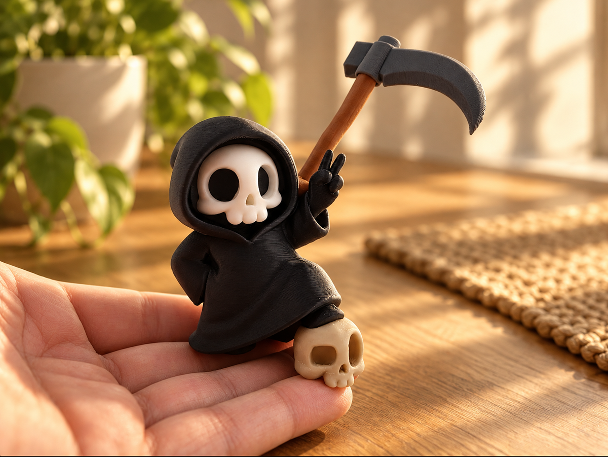 Totenkopf-Figur mit Sense – Düster, auffällig & außergewöhnlich