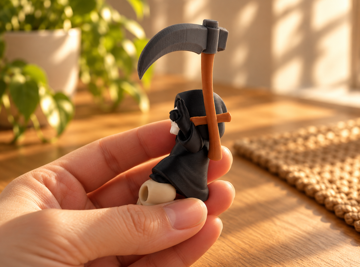 Totenkopf-Figur mit Sense – Düster, auffällig & außergewöhnlich