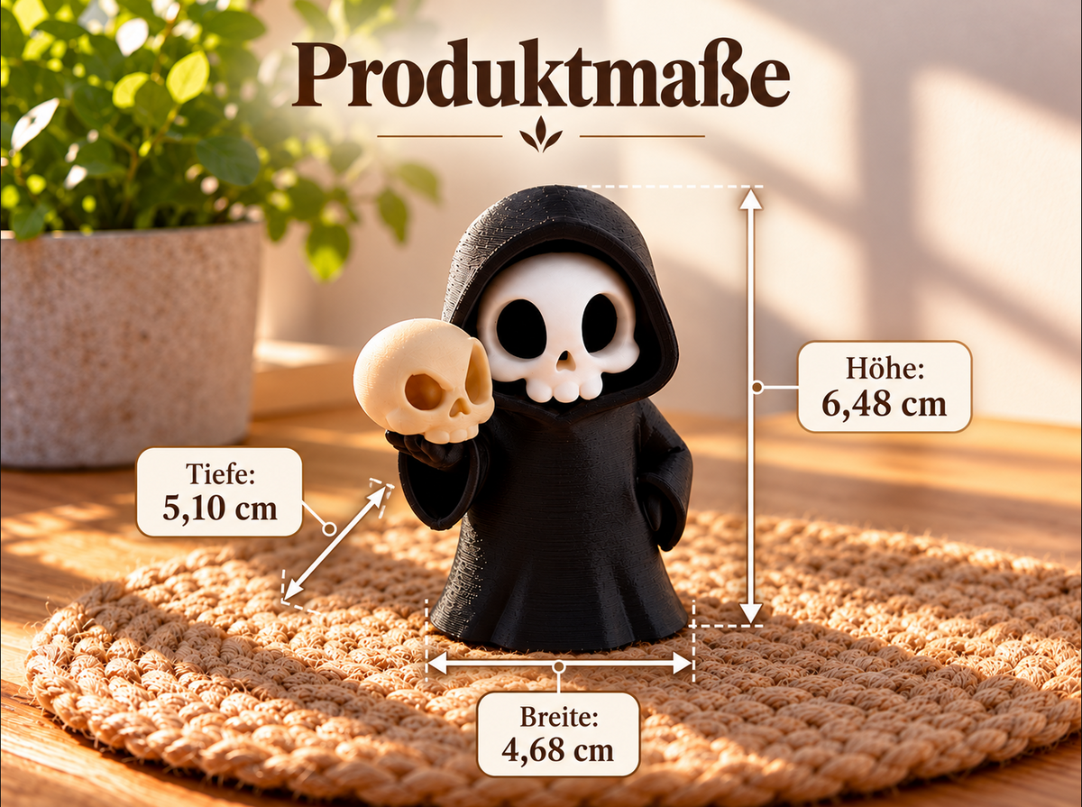 Totenkopf-Figur mit Schädel – Halloween & Gothic Deko