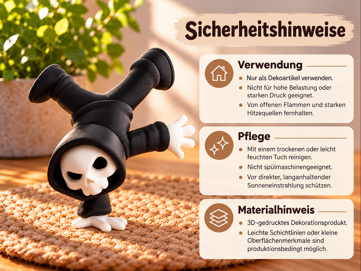 Totenkopf-Figur im Handstand – Coole Gothic & Halloween Deko