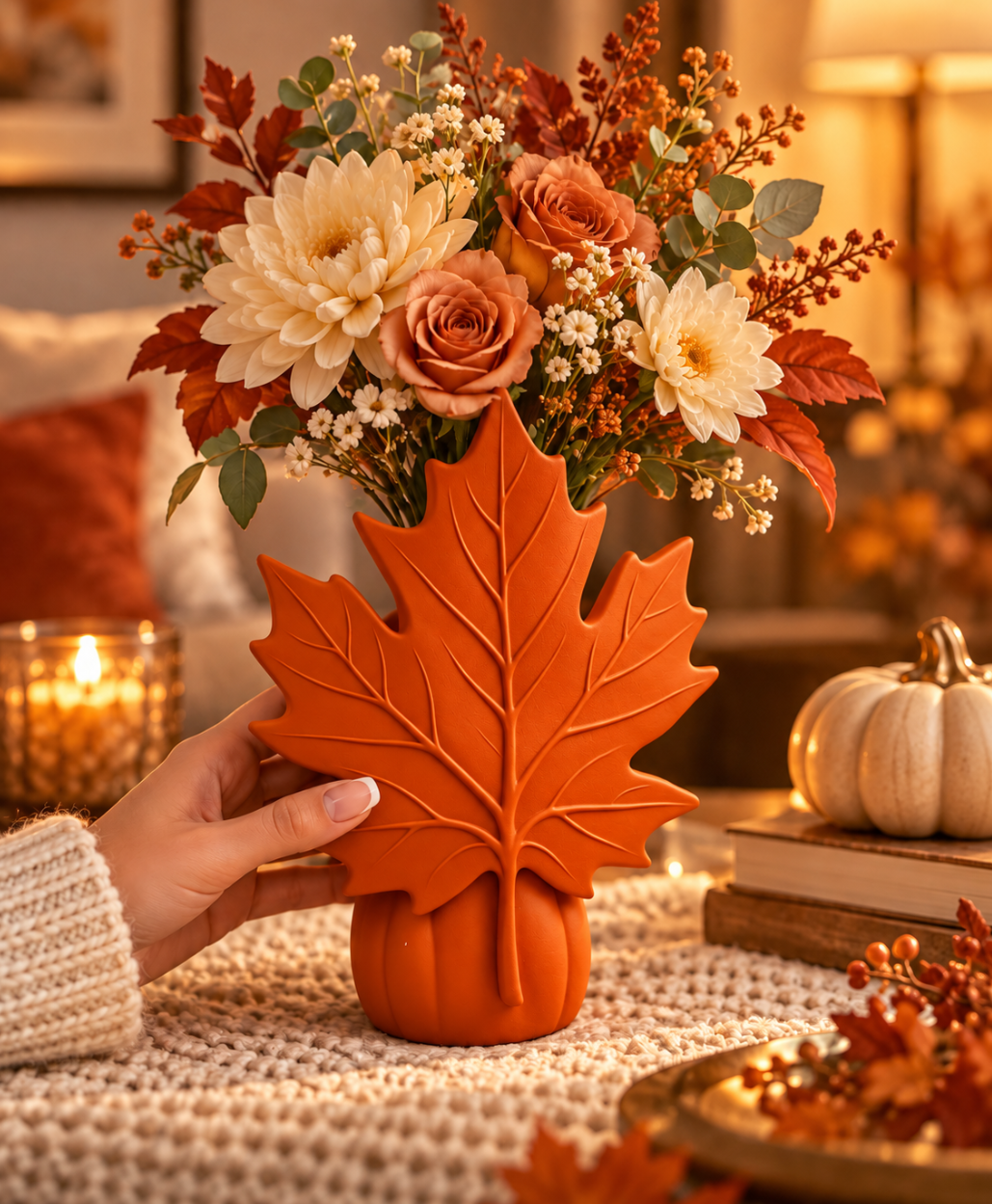Herbst Vase – Moderne Ahornblatt Dekovase für gemütliche Herbstdeko