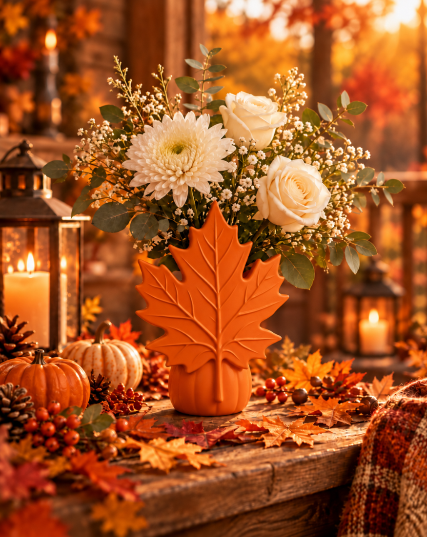 Herbst Vase – Moderne Ahornblatt Dekovase für gemütliche Herbstdeko