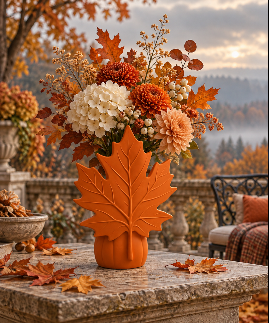 Herbst Vase – Moderne Ahornblatt Dekovase für gemütliche Herbstdeko