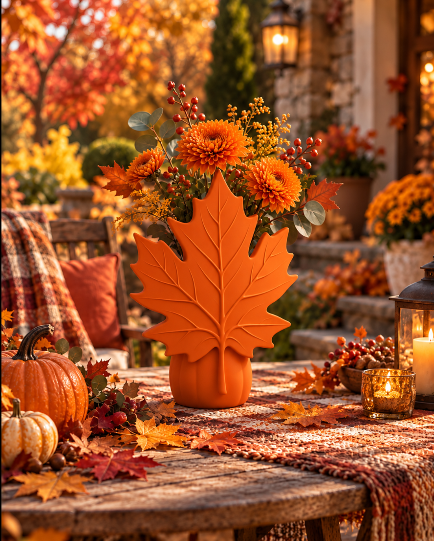 Herbst Vase – Moderne Ahornblatt Dekovase für gemütliche Herbstdeko