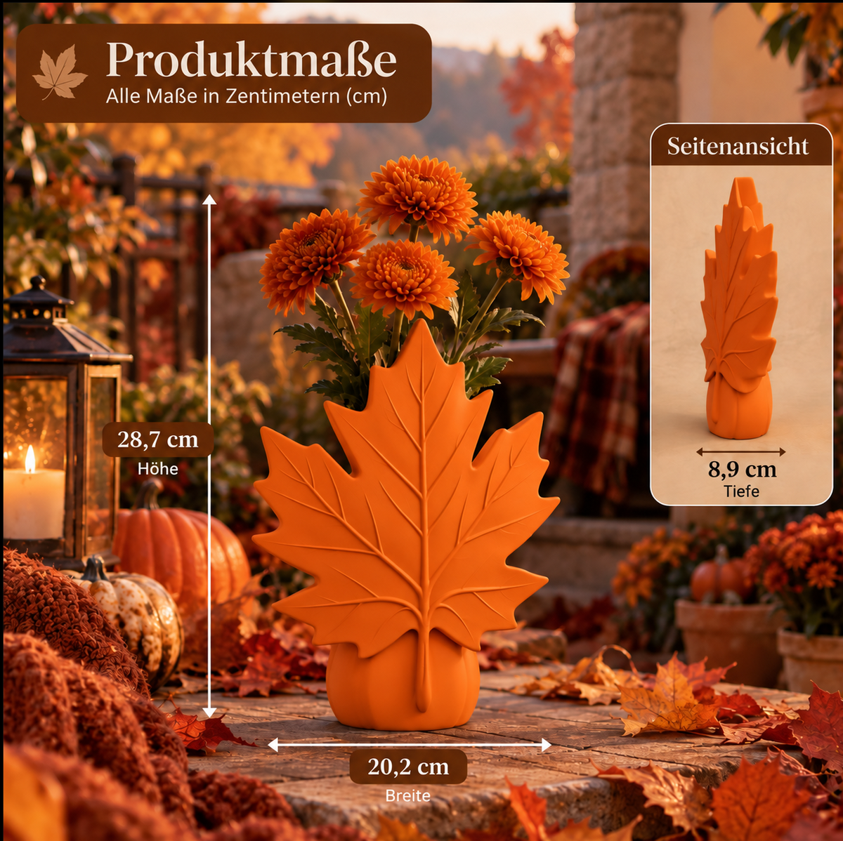 Herbst Vase – Moderne Ahornblatt Dekovase für gemütliche Herbstdeko