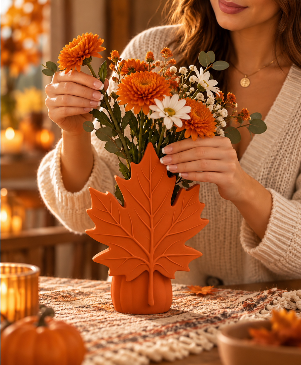 Herbst Vase – Moderne Ahornblatt Dekovase für gemütliche Herbstdeko
