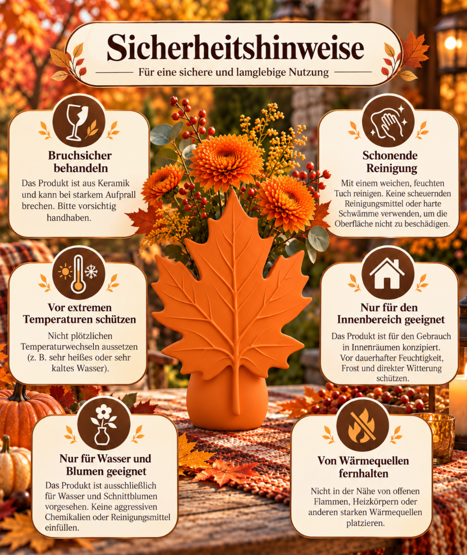 Herbst Vase – Moderne Ahornblatt Dekovase für gemütliche Herbstdeko