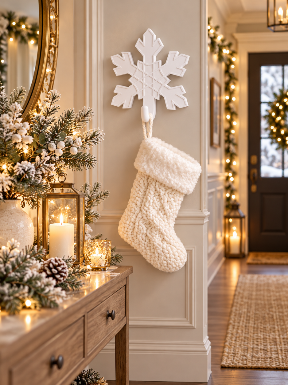Schneeflocken Wandhaken – Elegante Winterdeko & Schlüsselhalter