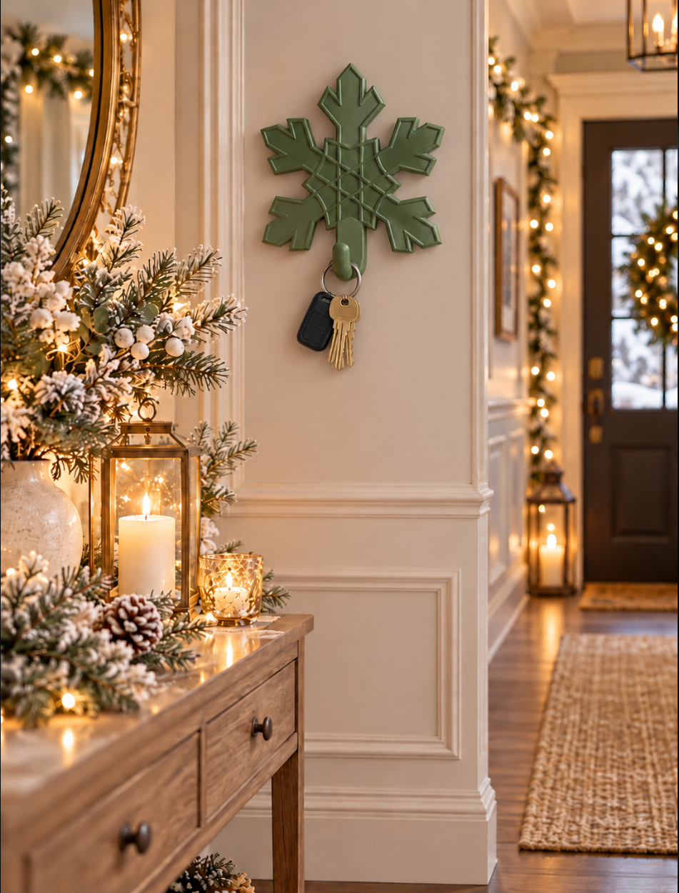 Schneeflocken Wandhaken – Elegante Winterdeko & Schlüsselhalter