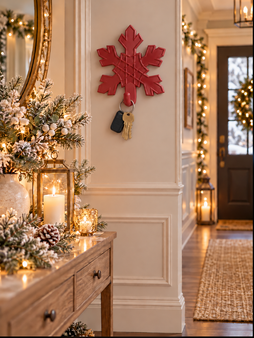 Schneeflocken Wandhaken – Elegante Winterdeko & Schlüsselhalter