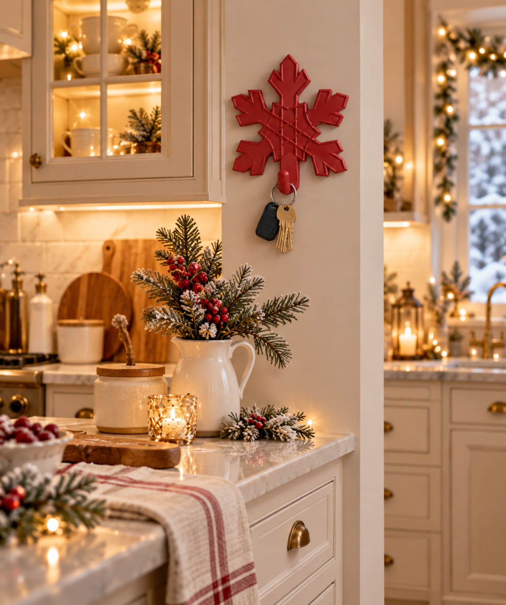 Schneeflocken Wandhaken – Elegante Winterdeko & Schlüsselhalter