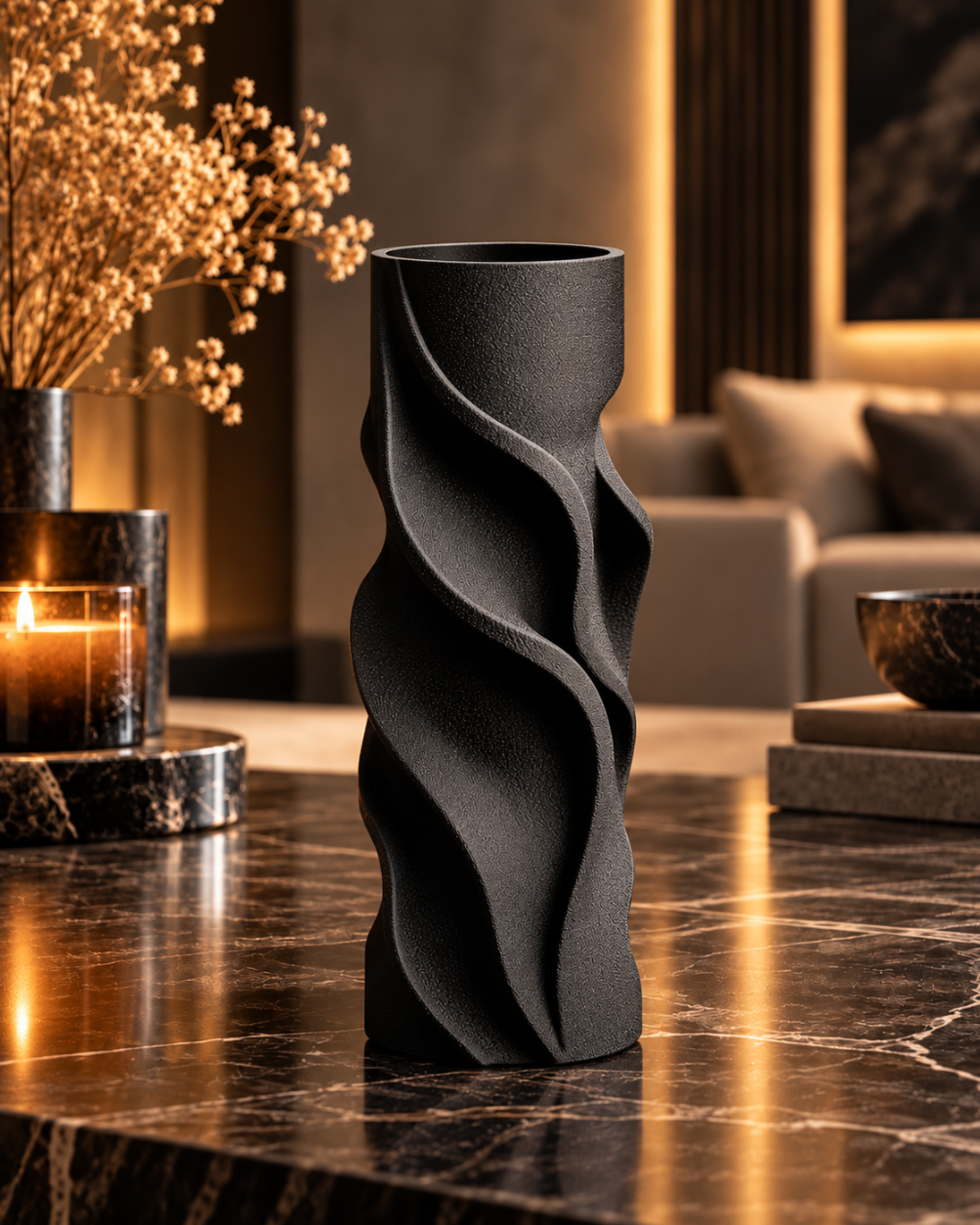 Edle Designvase in Mattschwarz – Stilvolle Eleganz