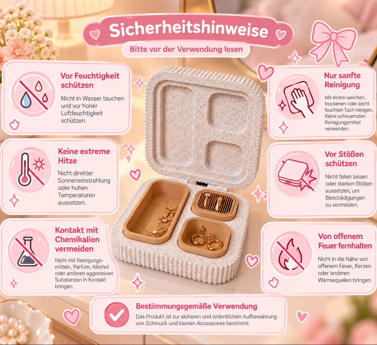 Elegante Schmuckbox mit Herz – Stilvoller Schmuck Organizer