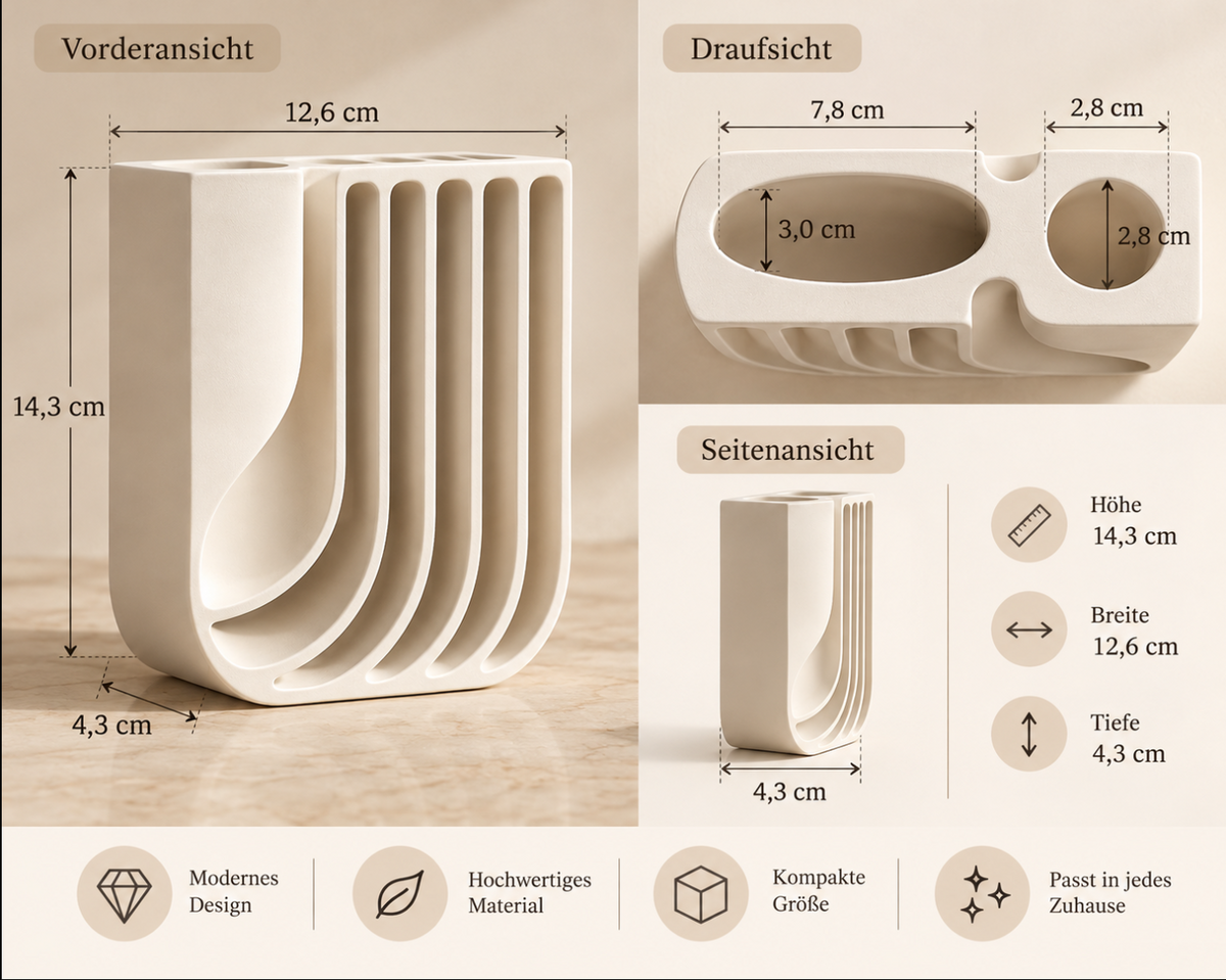 Moderne Designvase in Weiß – Elegante Deko für Blumen & Duftstäbchen
