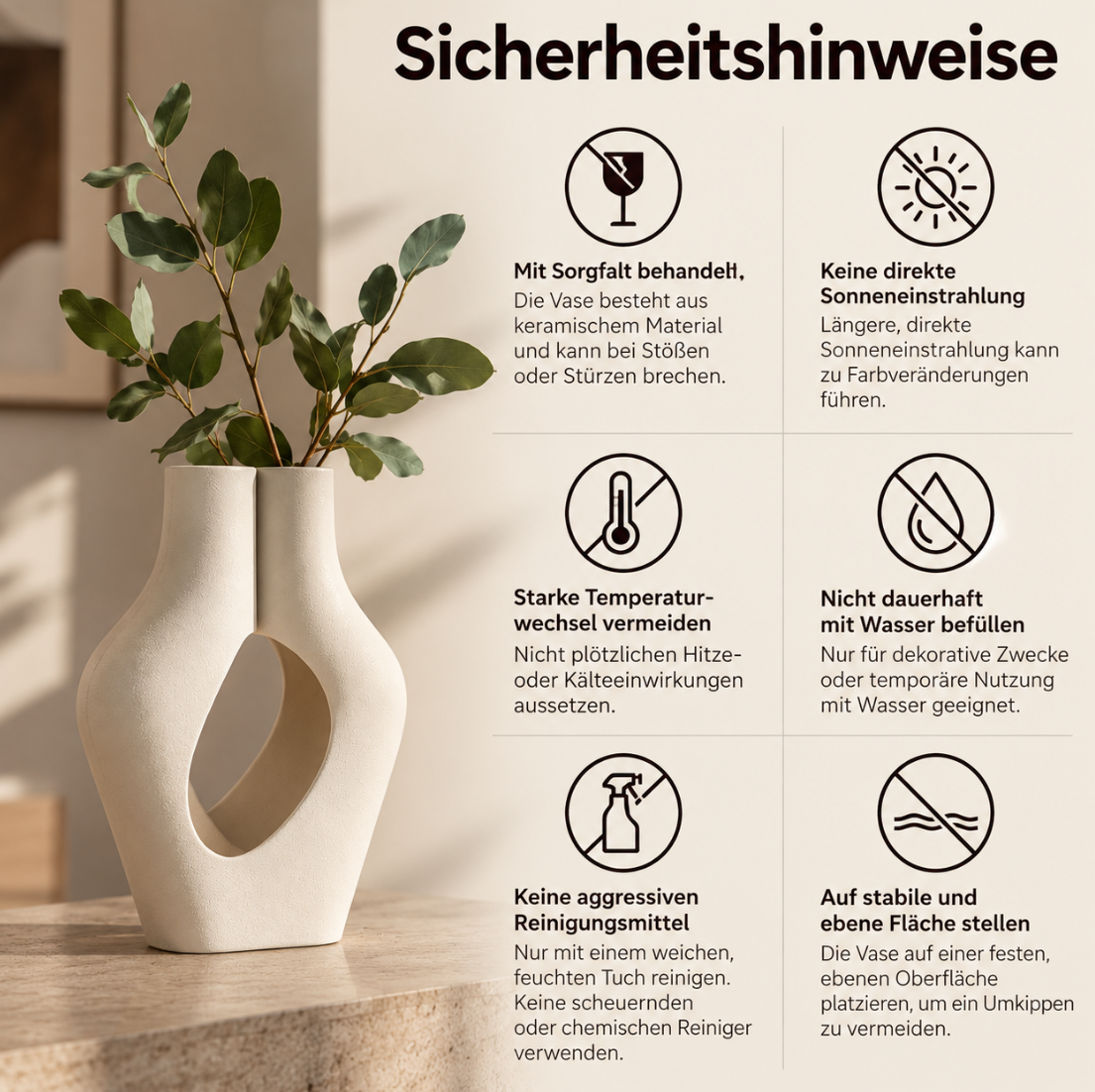 Skulpturale Designvase in Weiß – Moderne Deko mit 2 Öffnungen