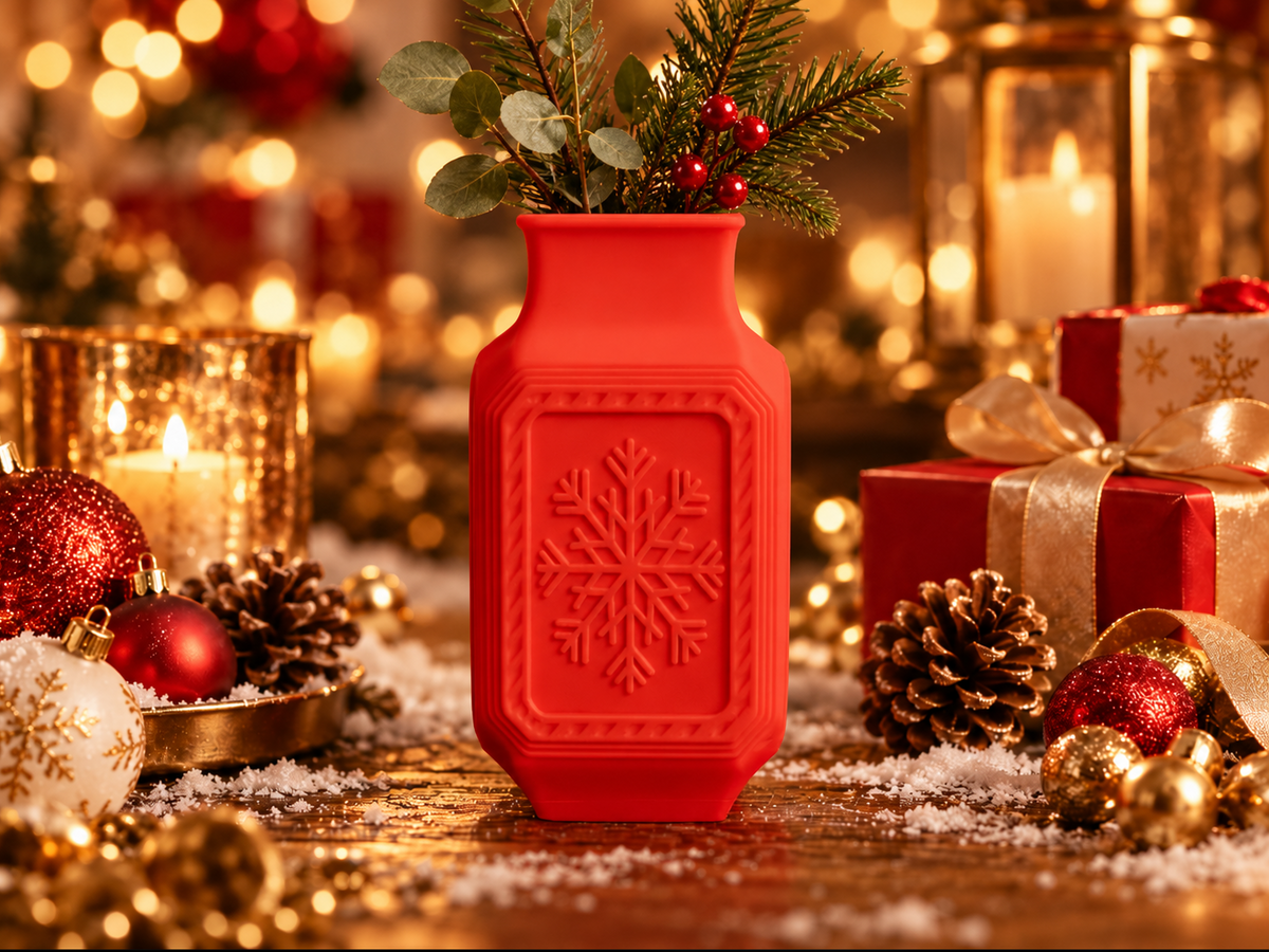 Weihnachten Designvase mit Schneeflocke in 3 Farben