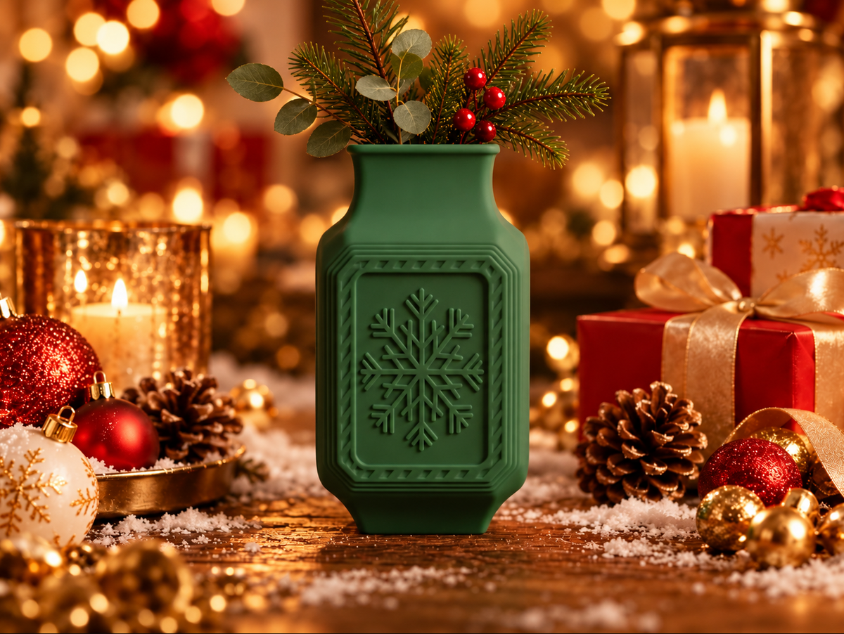 Weihnachten Designvase mit Schneeflocke in 3 Farben