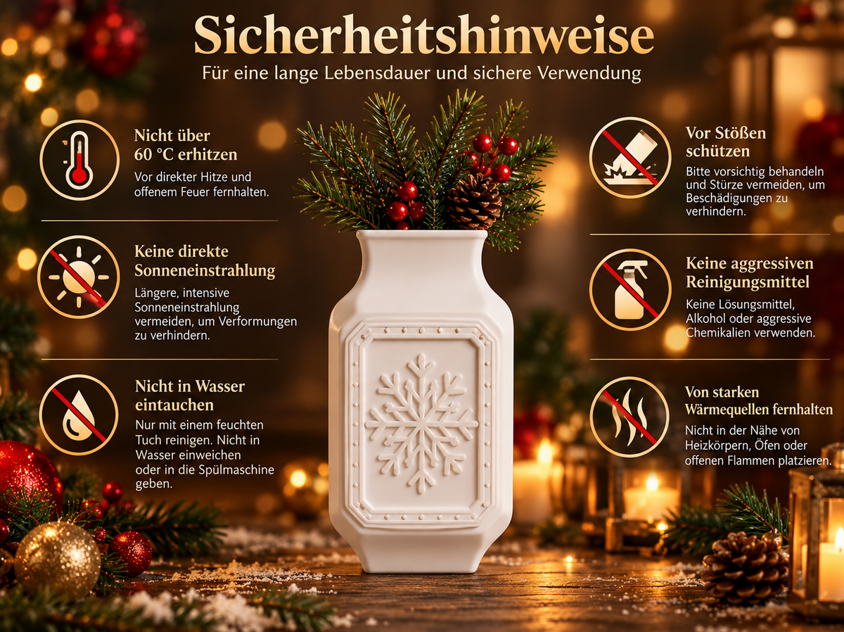 Weihnachten Designvase mit Schneeflocke in 3 Farben