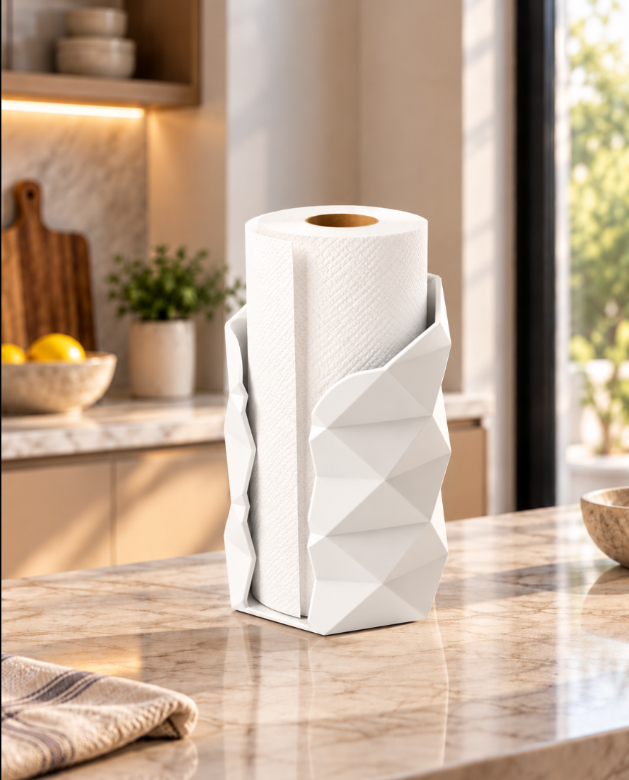 Moderner Küchenrollenhalter mit geometrischem Design