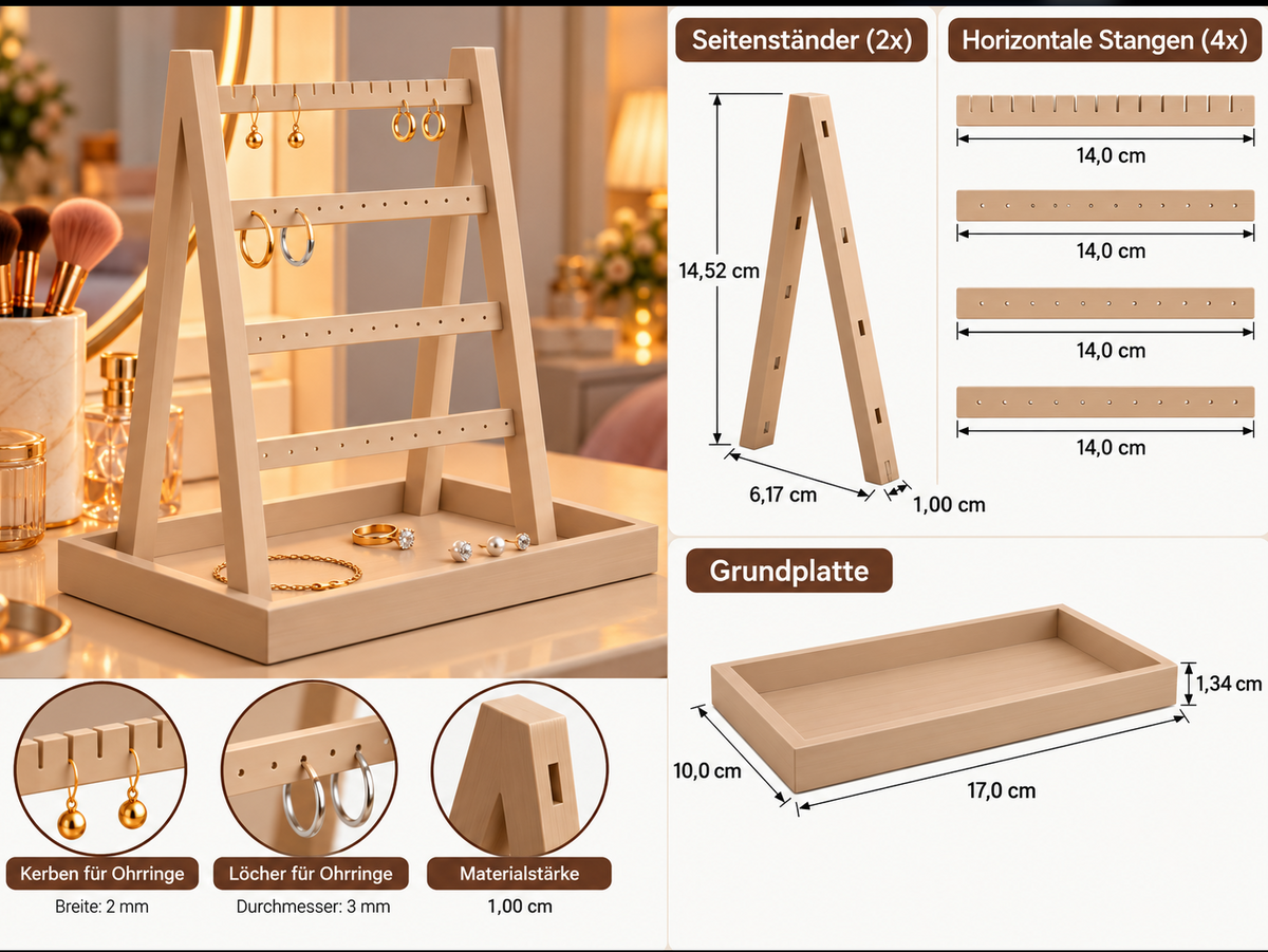 Eleganter Schmuckständer mit Ablage – Ohrringhalter im modernen Design