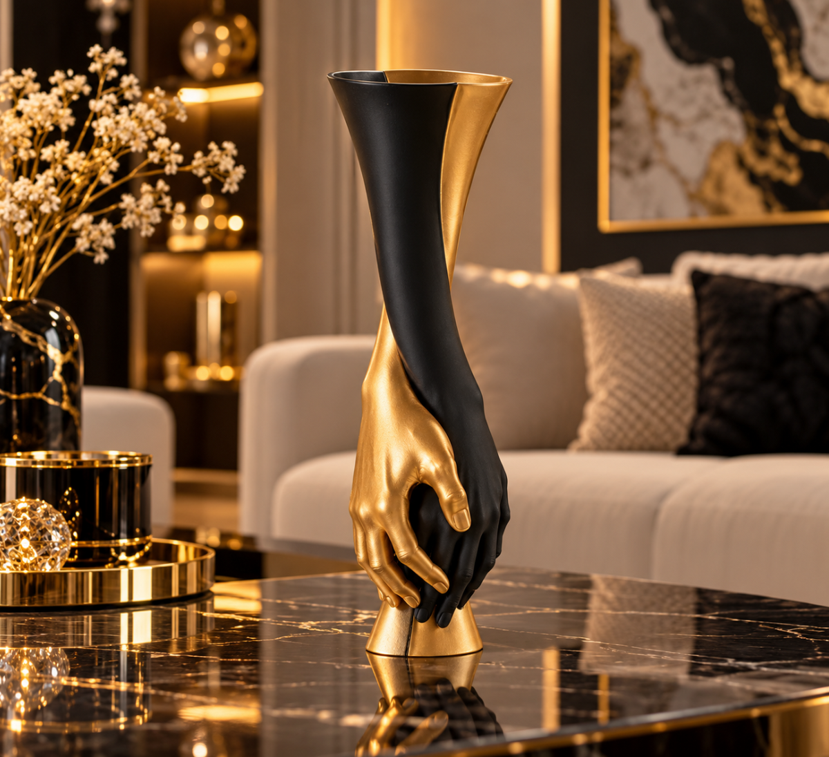 Moderne Deko-Vase mit verschlungenen Händen