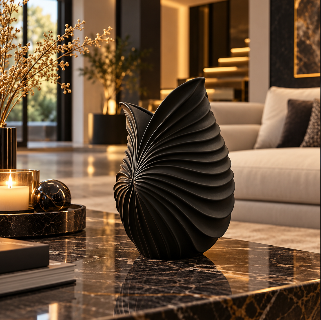 Moderne Design-Vase mit eleganter Faltenstruktur