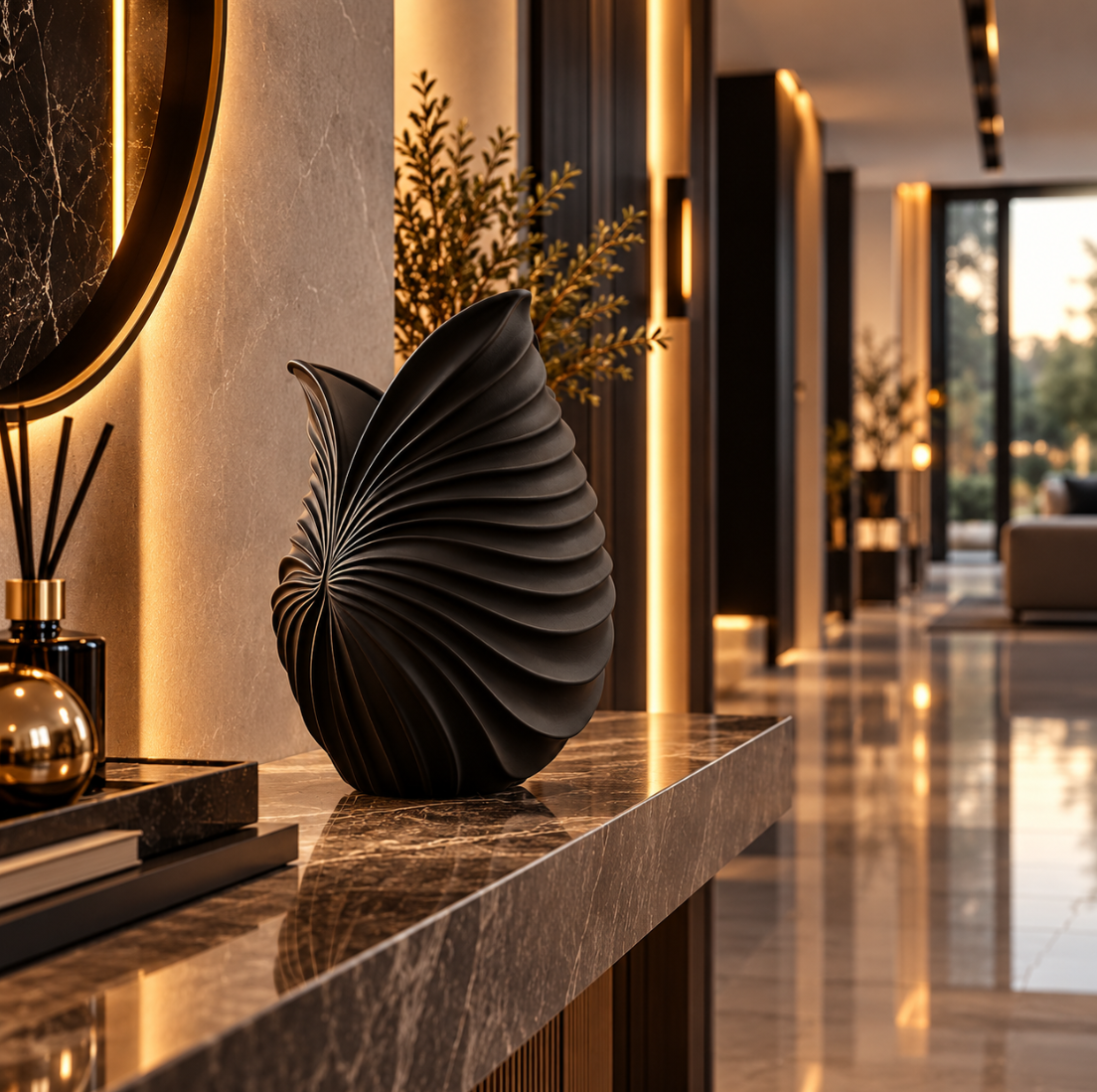Moderne Design-Vase mit eleganter Faltenstruktur