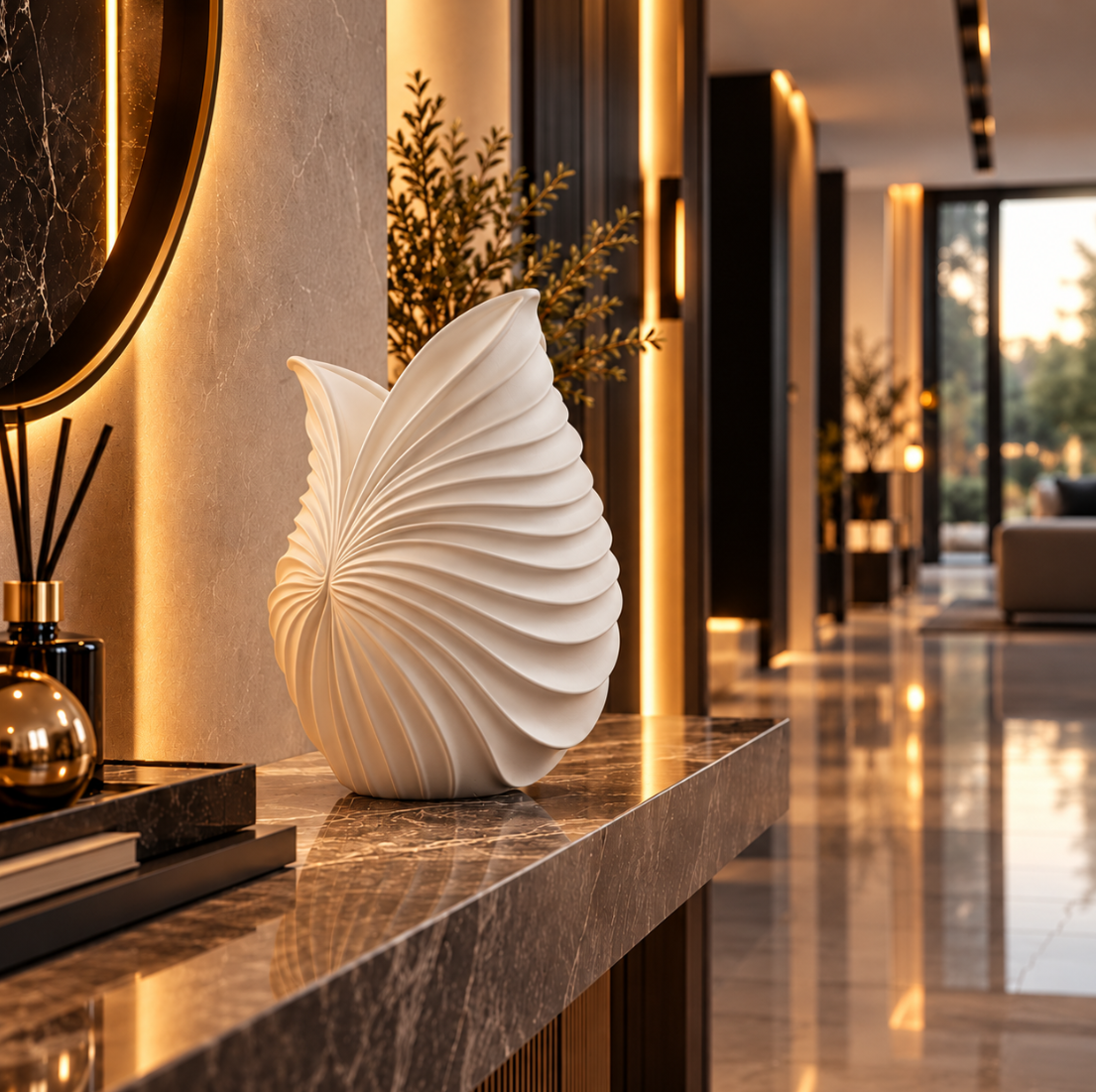 Moderne Design-Vase mit eleganter Faltenstruktur