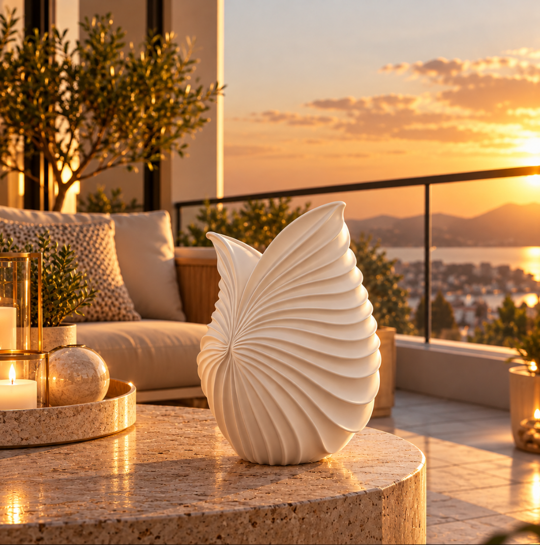 Moderne Design-Vase mit eleganter Faltenstruktur