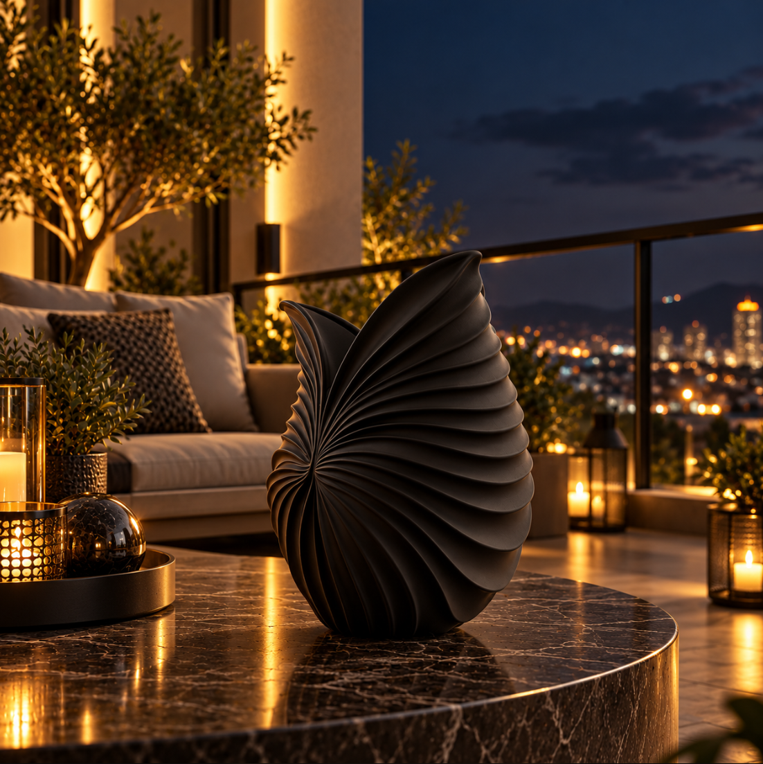 Moderne Design-Vase mit eleganter Faltenstruktur