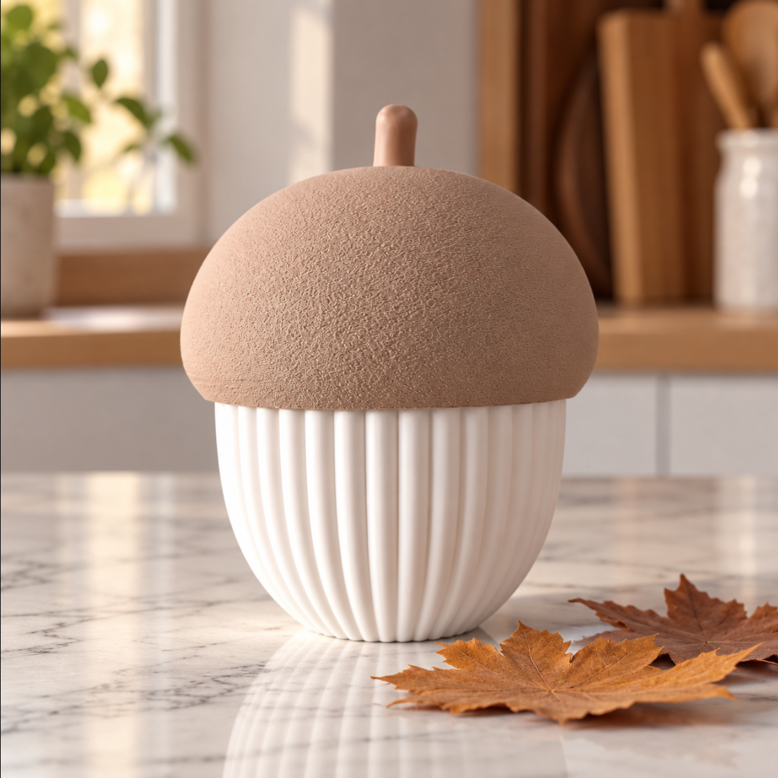 Herbst Deko Set 3-teilig – Eichel mit Deckel & 2 Kürbis LED-Teelichthaltern