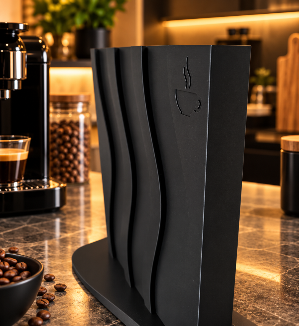 Kaffeekapselhalter – Eleganter Organizer in Schwarz
