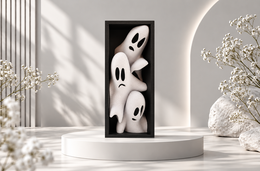 Niedliche Geister-Buchstütze – Halloween-Deko für das Bücherregal
