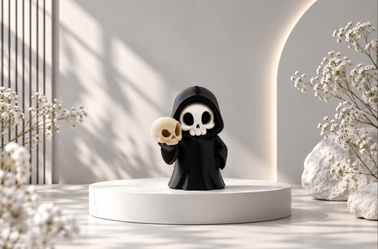Totenkopf-Figur mit Schädel – Halloween-Deko