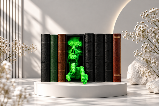 Horror-Schädel – Halloween-Deko fürs Bücherregal, Geschenk für Horror-Fans