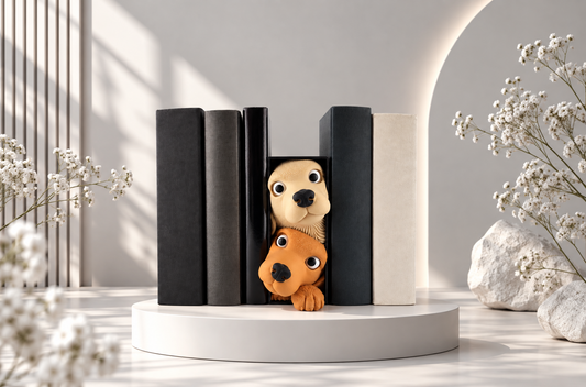 Hunde-Buchstütze Deko für Bücherregal & Bücherliebhaber