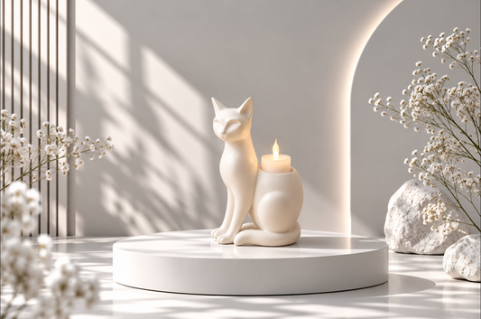 Katzen-Teelichthalter – Katzendeko mit LED-Licht